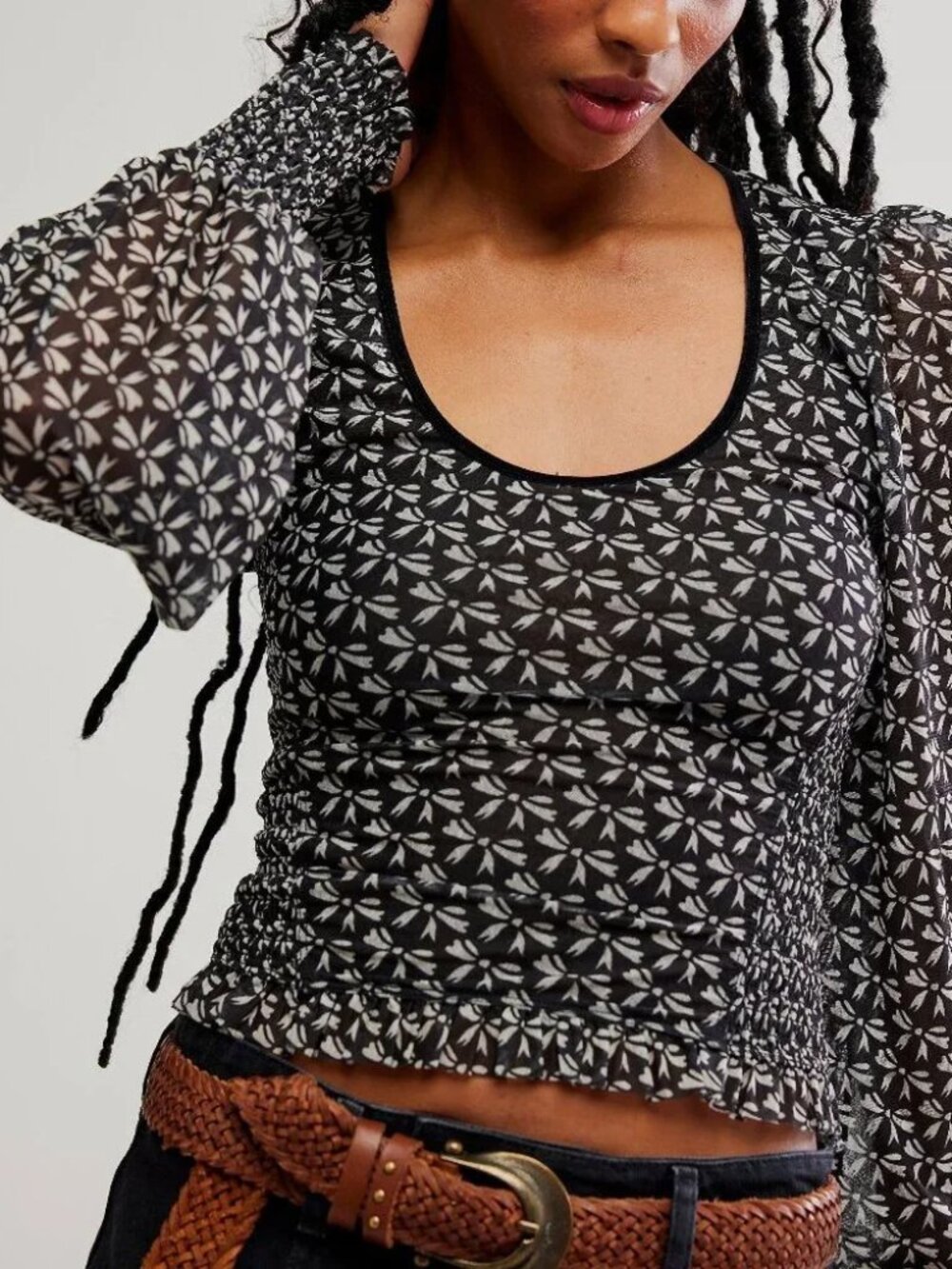 Free People Dottie Printed Long Sleeve (S) - NWT